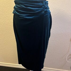 Cider Deep Blue Velvet Pencil Skirt
